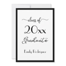 Klasse van 2025 Elegant Black White Graduation Par