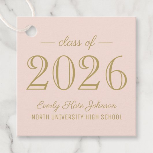 Klasse van 2025 Elegant Blush Gold Graduation Part Bedankjes Labels (Voorkant)