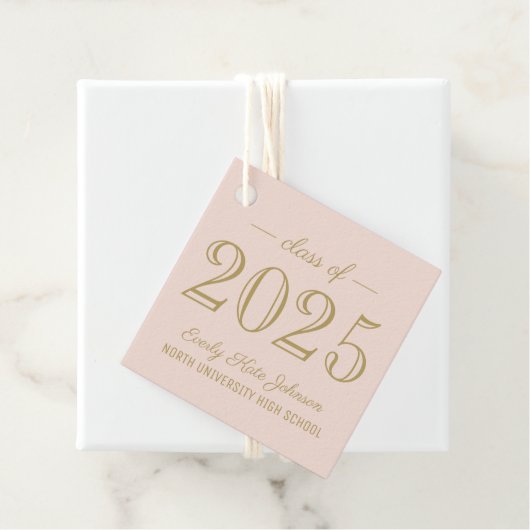 Klasse van 2025 Elegant Blush Gold Graduation Part Bedankjes Labels (In situ)