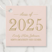 Klasse van 2025 Elegant Blush Gold Graduation Part Bedankjes Labels (Voorkant)