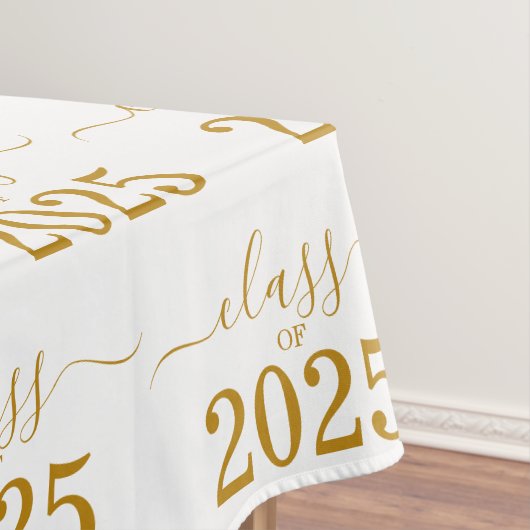 Klasse van 2025 Elegant Gold Script Tafelkleed (Voorbeeld)