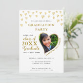Klasse van 2025 Elegant Wit en Goud Afstuderen Kaart (Staand voorkant)