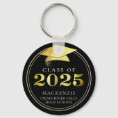Klasse van 2025 Elegant Zwart Goud Gepersonaliseer Sleutelhanger (Achterkant)