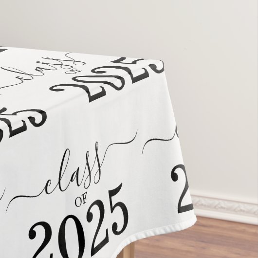 Klasse van 2025 Elegant Zwart-wit Tafelkleed (Voorbeeld)