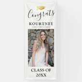 Klasse van 2025 Elegante Foto Afstuderen Deur Spandoek (Verticaal)