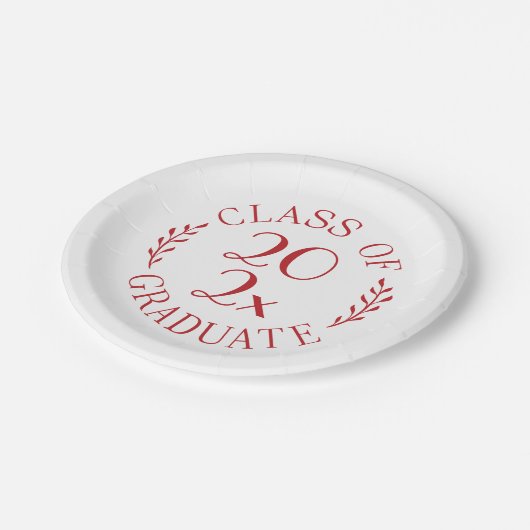 Klasse van 2025 Embleem Rood Wit Graduation Party Papieren Bordje (Gekanteld)