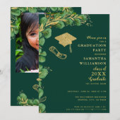 Klasse van 2025 Emerald Green en Gold Afstuderen Kaart (Voorkant / Achterkant)