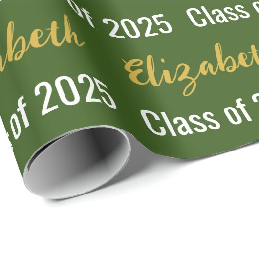 Klasse van 2025 en de naam van de afgestudeerde gr cadeaupapier (Rol Hoek)