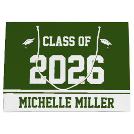 Klasse van 2025 en naam op Forest Green and White Groot Cadeauzakje