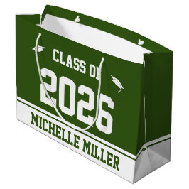 Klasse van 2025 en naam op Forest Green and White Groot Cadeauzakje