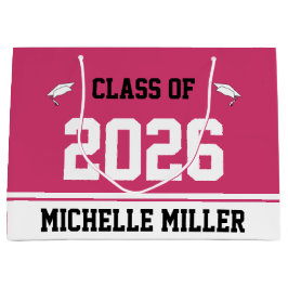 Klasse van 2025 en naam op Magenta & White Sjabloo Groot Cadeauzakje