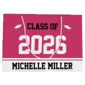 Klasse van 2025 en naam op Magenta & White Sjabloo Groot Cadeauzakje (Achterkant)