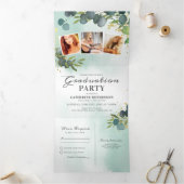 Klasse van 2025 Eucalyptus Graduation Party Drieluik Uitnodiging (Binnen)
