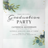 Klasse van 2025 Eucalyptus Graduation Party Drieluik Uitnodiging (Binnenkant midden)