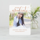 Klasse van 2025 Faux Bronz Leaf Moderne foto Kaart (Staand voorkant)