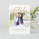 Klasse van 2025 Faux Bronz Leaf Moderne foto Kaart (Staand voorkant)