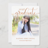 Klasse van 2025 Faux Bronz Leaf Moderne foto Kaart (Voorkant)