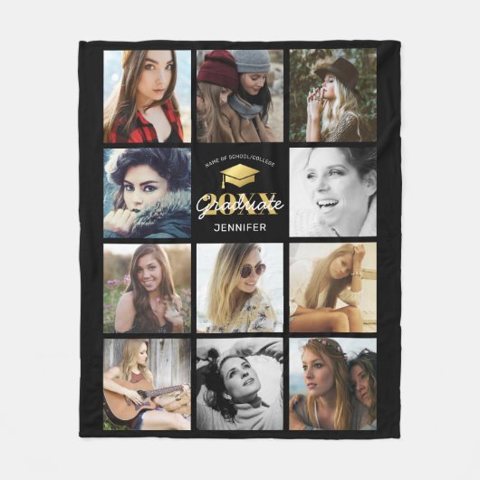 Klasse van 2025 Foto Afstuderen Gift Fleece Deken (Voorkant)