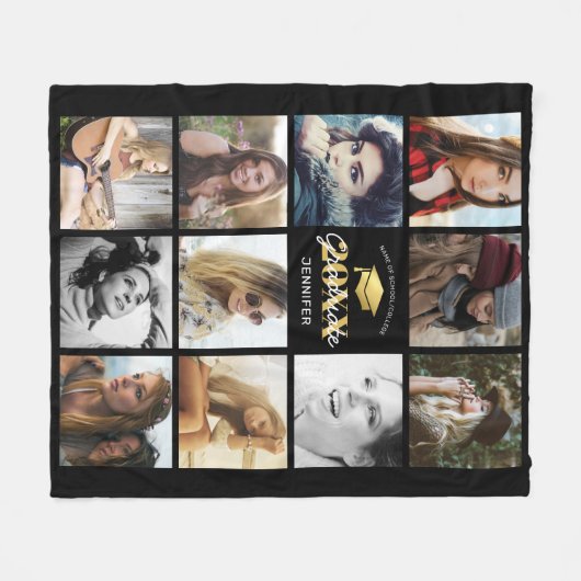 Klasse van 2025 Foto Afstuderen Gift Fleece Deken (Voorkant (Horizontaal))