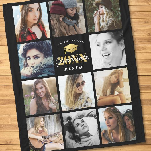 Klasse van 2025 Foto Afstuderen Gift Fleece Deken