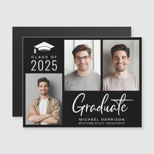 Klasse van 2025 Foto Afstuderen Magnet Aankondigin Magnetische Uitnodiging (Voorkant / Achterkant)