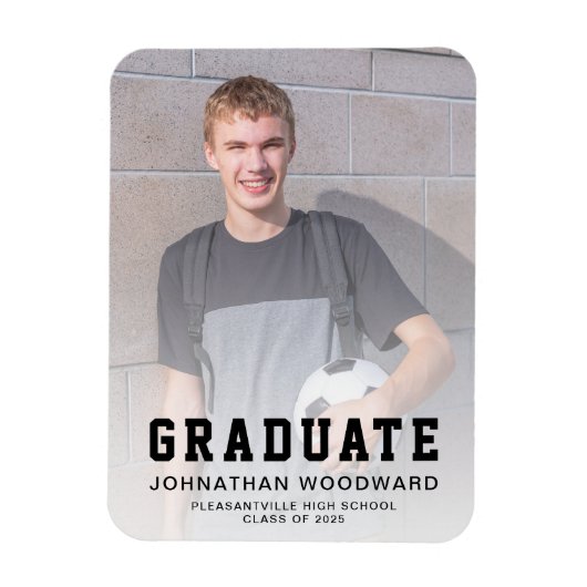 Klasse van 2025 Foto Black Afstuderen Aankondiging Magneet (Verticaal)