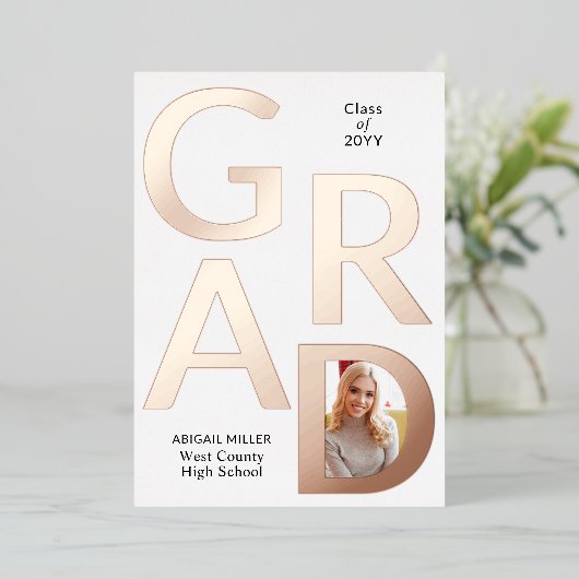 Klasse van 2025 foto folie afstuderen aankondiging (Staand Voorkant)