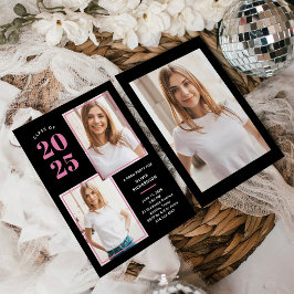 Klasse van 2025 | Foto Roze en Zwart Afstudeerder  Kaart