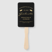 Klasse van 2025 Foto Zwart Goud Afstuderen Handwaaier (Voorkant)