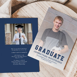 Klasse van 2025 Foto's Navy Blue Afstudeerder Aank Kaart