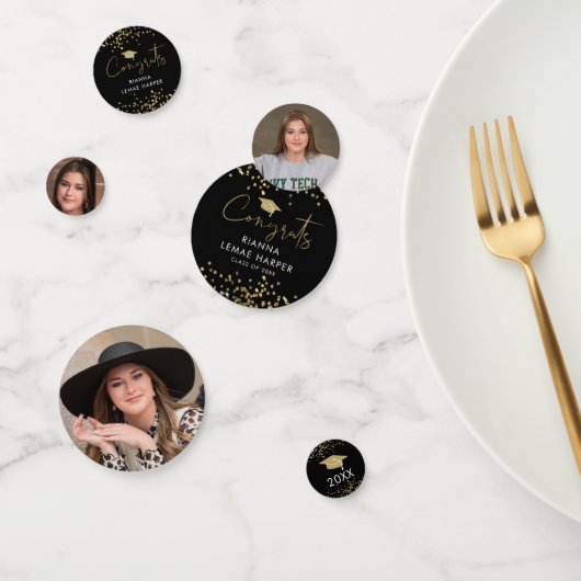 Klasse van 2025 Fun Gold Glitter Foto Afstuderen Confetti (Groep)