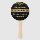 Klasse van 2025 Gefeliciteerd Afstuderen Gold Blac Handwaaier (Voorkant)