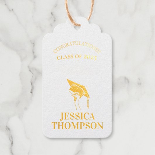 Klasse van 2025 Gefeliciteerd Foto Afstuderen Cadeaulabels (Voorkant)