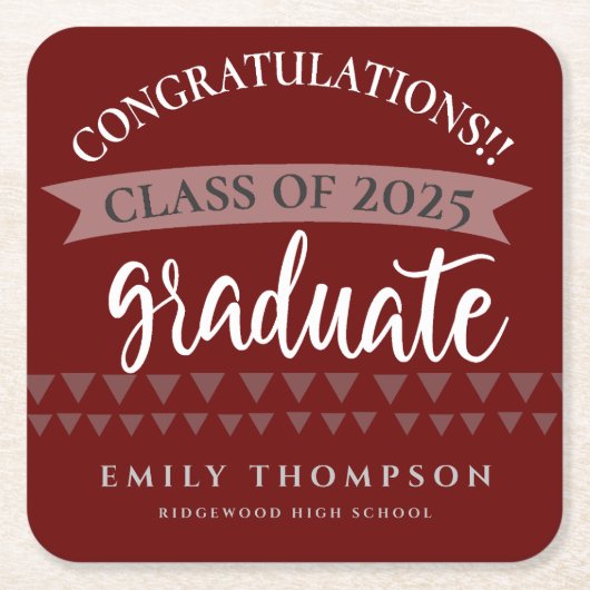 Klasse van 2025 Gefeliciteerd Graduation Party Kartonnen Onderzetters (Voorkant)