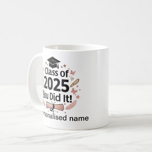 Klasse van 2025 - Gepersonaliseerde Afstuderen Mok (Voorkant links)