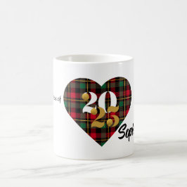 Klasse van 2025 Gepersonaliseerde Plaid Heart Mok