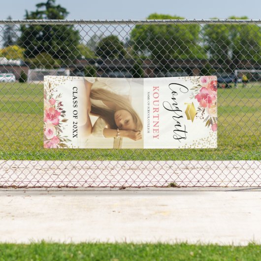 Klasse van 2025 Girly Pink Afstuderen Door Spandoek (Insitu)