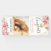 Klasse van 2025 Girly Pink Afstuderen Door Spandoek (Horizontaal)