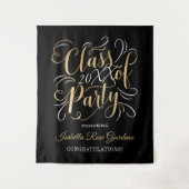 Klasse van 2025 Gold Black Custom Graduation Party Wandkleed (Voorkant)