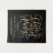 Klasse van 2025 Gold Black Custom Graduation Party Wandkleed (Voorkant (horizontaal))