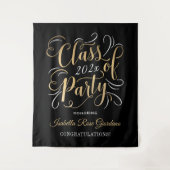 Klasse van 2025 Gold Black Custom Graduation Party Wandkleed (Voorkant)