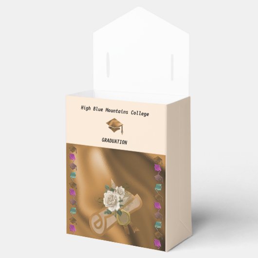 Klasse van 2025, Gold Foil Diploma, Witte Rozen Bedankdoosjes (Geopend)