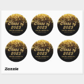Klasse van 2025 Gold Glitter Glam Sparkle Afstuder Ronde Sticker (Vel)