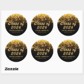 Klasse van 2025 Gold Glitter Glam Sparkle Afstuder Ronde Sticker (Vel)