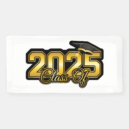 Klasse van 2025 Gold Numbers Afstuderen Spandoek (Horizontaal)