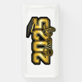 Klasse van 2025 Gold Numbers Afstuderen Spandoek (Verticaal)