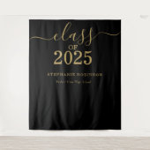 Klasse van 2025 Gold Script Afstuderen Achtergrond Wandkleed (Voorkant)