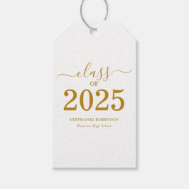 Klasse van 2025 Gold Script-Afstuderen Cadeaulabel