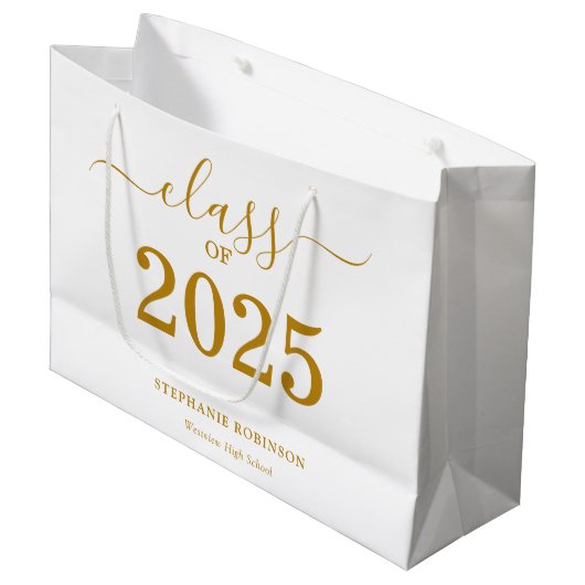Klasse van 2025 Gold Script-Afstuderen Groot Cadeauzakje (Voorkant Gekanteld)