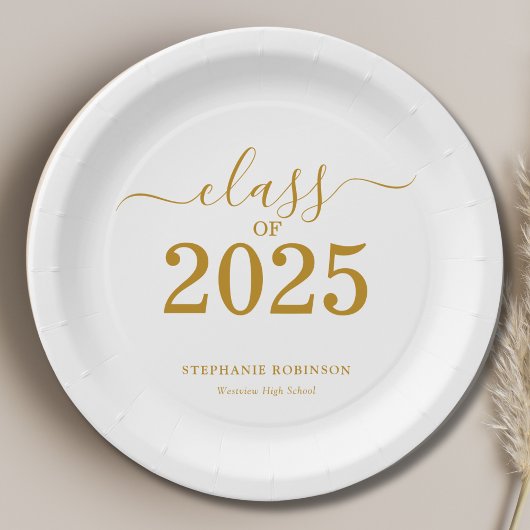 Klasse van 2025 Gold Script-Afstuderen Papieren Bordje